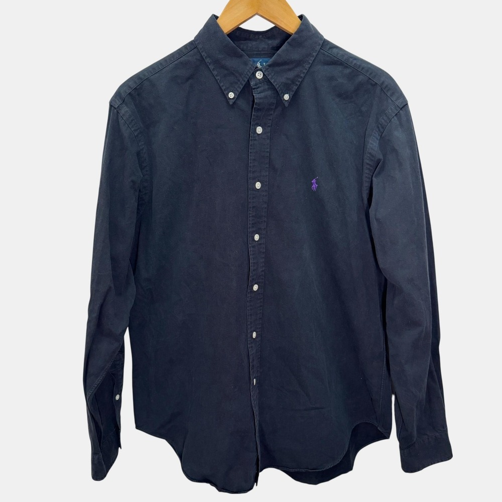 Polo Ralph Lauren Mens Button Down Shirt L Black Classic Fit Twill Cotton Preppy